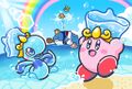 Illustration from the Kirby JP Twitter featuring Water Kirby