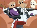 The Waddle Dees disassembling the robot while it is pinned down