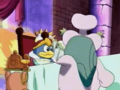 King Dedede has two bowls of ramen delivered to him in seconds flat.