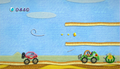 Kirby as an Off-Roader, racing a Waddle Dee Truck Monster