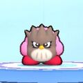 Kirby wearing the Coo (Gray) Dress-Up Mask in Kirby's Return to Dream Land Deluxe