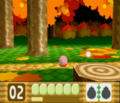 Kirby enters the autumnal woods.