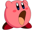 Artwork of Kirby inhaling from Kirby: Right Back at Ya!