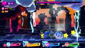 Screenshot of Parallel Big Kracko using one of his new attacks, which causes small clouds raining lighting to swirl through the stage