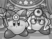 The Doctor Kirby copy prior to the match of Crazy Theater in Kirby's Decisive Battle! Battle Royale!!.