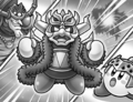 Sword Hero Kirby in shock as Parallel Nightmare summons King D-Mind, in Kirby: Super Team Kirby's Big Battle!