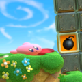 Kirby using a slide