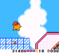 Kirby rides the Warp Star, leading to a secret area. (Kirby Tilt 'n' Tumble)