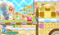 Kirby sends the Lollipop Tank plummeting offscreen.