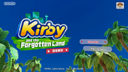 Title screen for the Kirby and the Forgotten Land demo