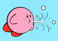 Kirby using the Water Gun attack