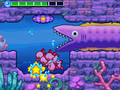 Screenshot of the Kirbys evading an approaching Eelongo
