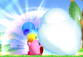 A Team Attack being performed during a Piggyback in Kirby's Return to Dream Land