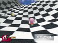 Kirby skating up an undulated slope