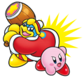 Obi illustration of Kirby and King Dedede from Kirby: King Dedede's Great Escape Mission!