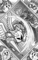 Team Kirby, including Sword Hero Kirby, watch as Parallel Nightmare is attacked by Aeon Hero, in Kirby: Super Team Kirby's Big Battle!