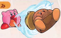 Kirby inhaling a Giant Rocky