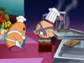 Chef Kawasaki is hesitant to stand up to his master Chef Shiitake when being bullied by him.