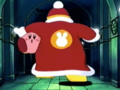 King Dedede abducts Kirby and takes him to the throne room.
