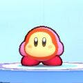 Kirby wearing the Waddle Dee Dress-Up Mask in Kirby's Return to Dream Land Deluxe