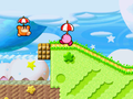 Parasol Kirby attacking a Parasol Waddle Dee in Kirby Super Star Ultra