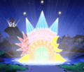 King Dedede's floats emerge from an elaborate palace set-up.
