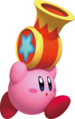 Artwork of Kirby holding a Crackler from Kirby's Return to Dream Land