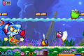 All four Kirbys against Gobbler in Kirby & The Amazing Mirror