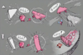 Concept art of Mouthful Mode for Kirby and the Forgotten Land, featuring a Bronto Burt shocked at the flying triangle Kirby