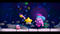 Claycia and Elline paint a Warp Star for Kirby at the end of Kirby and the Rainbow Curse