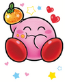Colored illustration of Kirby eating a Stardust Fruit