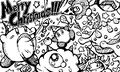 Miiverse illustration made for the Kirby: Triple Deluxe community in celebration of the holiday season, drawn by Shinya Kumazaki