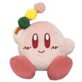 Plushie of Kirby with a dango from the "Kirby of the Stars Fuwafuwa Collection" merchandise line, manufactured by San-ei