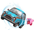 Artwork of Kirby inhaling the commonly seen car to gain Car Mouth