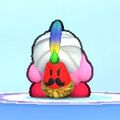 Kirby wearing the Mr. Dooter EX Dress-Up Mask in Kirby's Return to Dream Land Deluxe