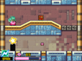 Spark Kirby on the rightmost optional room containing a treasure chest and a Kirby Bubble