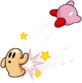 Kirby bouncing off a Cappy from Kirby Tilt 'n' Tumble