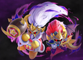 Waning Crescent Masked Dedede & Waxing Crescent Masked Meta Knight from Kirby Fighters 2