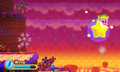 Kirby takes off on a Warp Star to new lands.