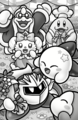 Kirby and the rest of the gang are all happy to see their masked friend