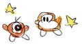 Kirby Art & Style Collection artwork, featuring doodles of Waddle Doo and Waddle Dee drawn by Kirby