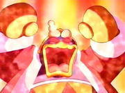 As the limit is exceeded, the built-up anger releases and King Dedede lets out a blood-curdling scream of rage.