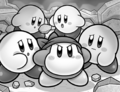 Bandana Waddle Dee tries defending the Kirbys with little luck