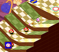 Kirby works his way down the Waddle Dee steps. (Hole 7)