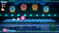 Kirby runs past the Copy Essences on offer in the pre-boss area.