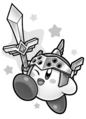 Sword Hero Kirby obtains the Gale Helm and Sword, in Kirby: Super Team Kirby's Big Battle!
