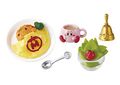 "Omelette Rice" miniature set from the "Kirby Cafe Time" merchandise line, featuring a Kirby mug and rice