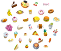 An assortment of every type of food from Kirby's Return to Dream Land