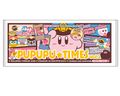 King Dedede (middle right) as seen on "Pupupu Times Vol.2" towel from the "Kirby Pupupu Train" 2018 events. The news headline says "King Dedede & Meta Knight station master interview"
