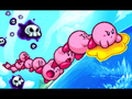 The Mini-Kirbys attempt to travel between the islands as the Skull Gang makes chase.